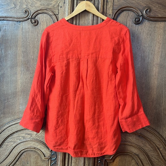 J.Crew 100% Linen Tunic Shirt in Brilliant Sunset - Picture 12 of 13